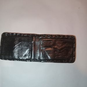 handmade Genuine ostrich black man's bifold wallet